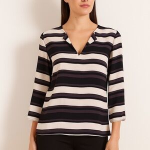 ZARA Striped V-Neck Blouse